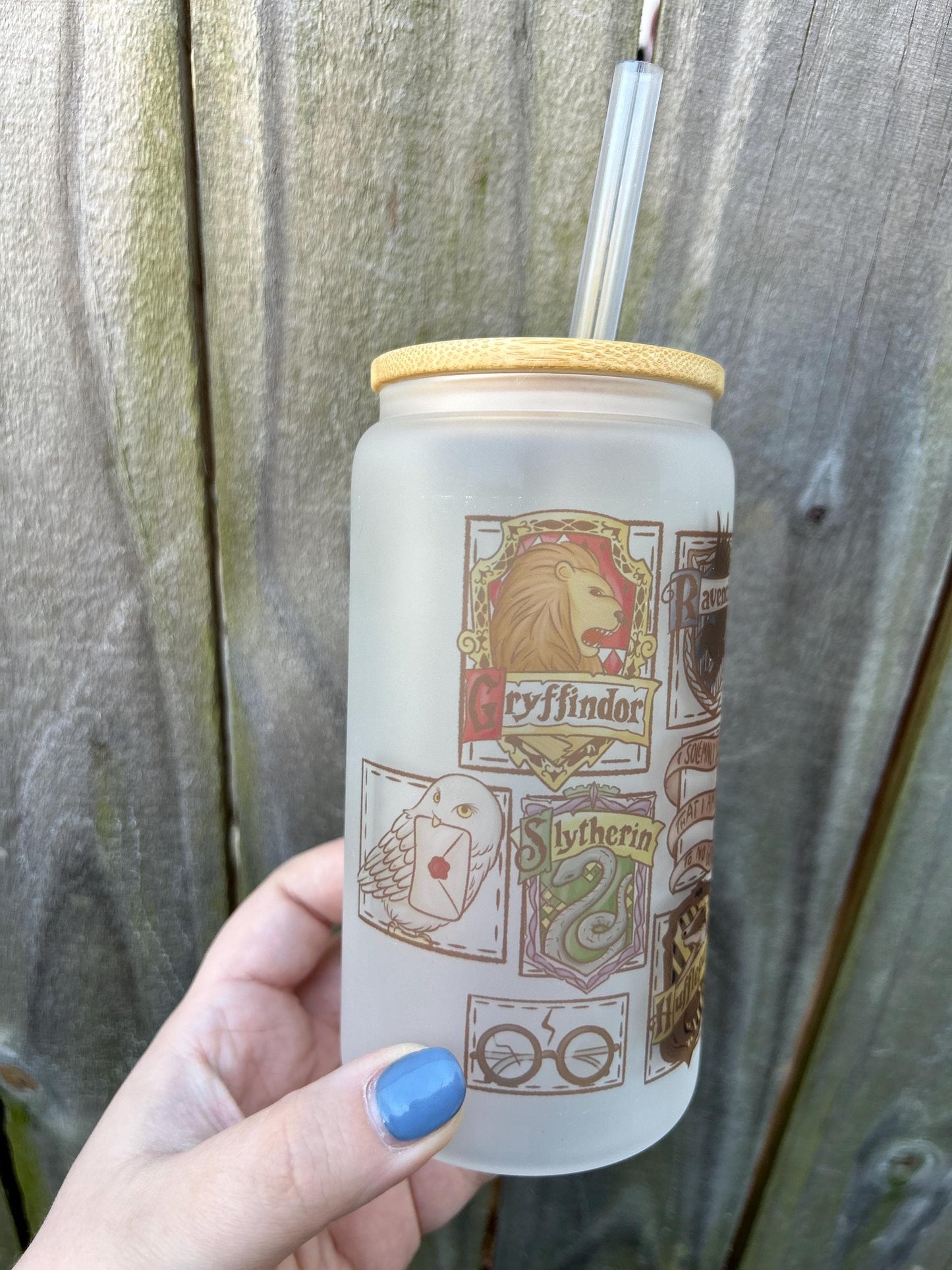 Wizard Patches 16oz Frosted Glass Cup