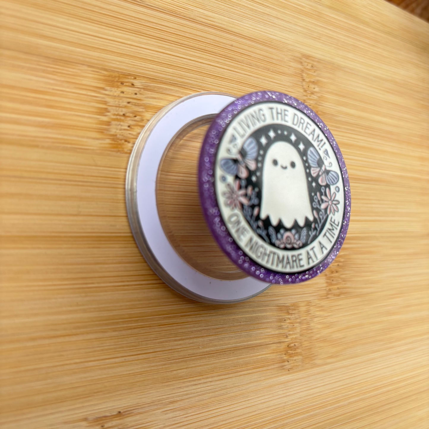 Living The Dream Ghostie Magnetic Grip | Kindle & Phone Holder, Compatible With MagSafe Devices