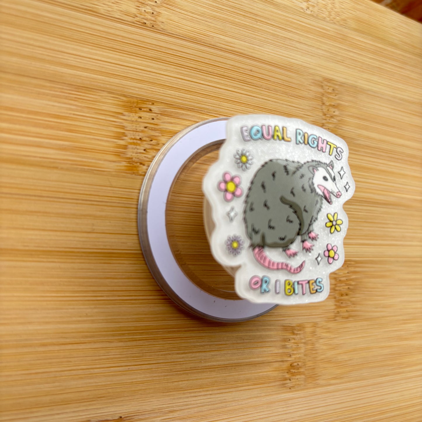 Equal Rights Or I Bites Opossum Magnetic Grip | Kindle & Phone Holder, Compatible With MagSafe Devices
