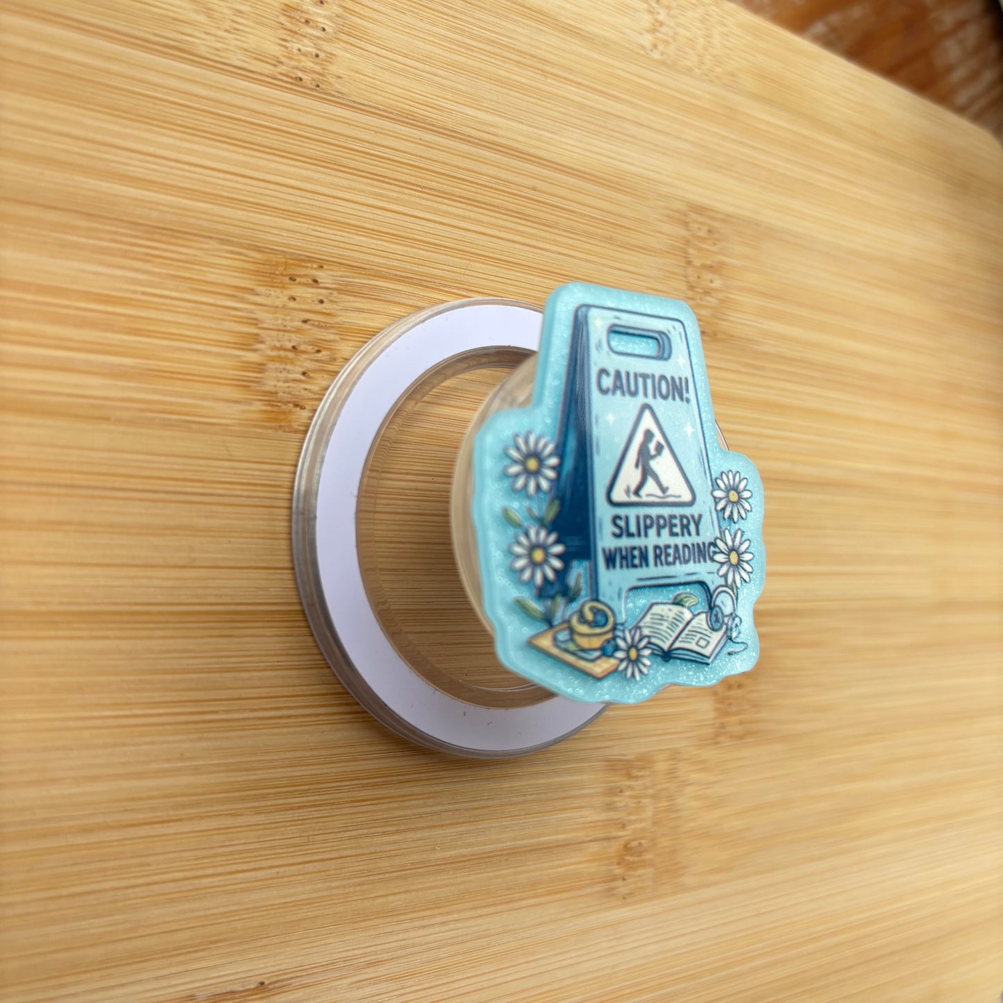 Caution, Slippery When Reading Magnetic Grip | Kindle & Phone Holder, Compatible With MagSafe Devices