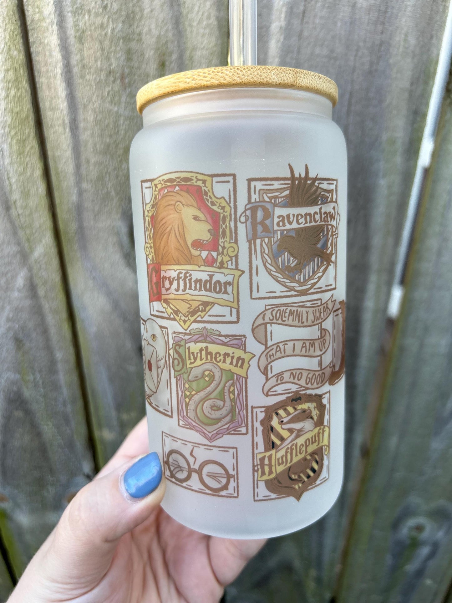 Wizard Patches 16oz Frosted Glass Cup