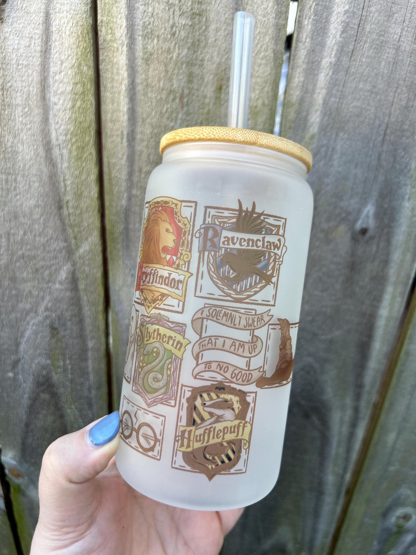 Wizard Patches 16oz Frosted Glass Cup