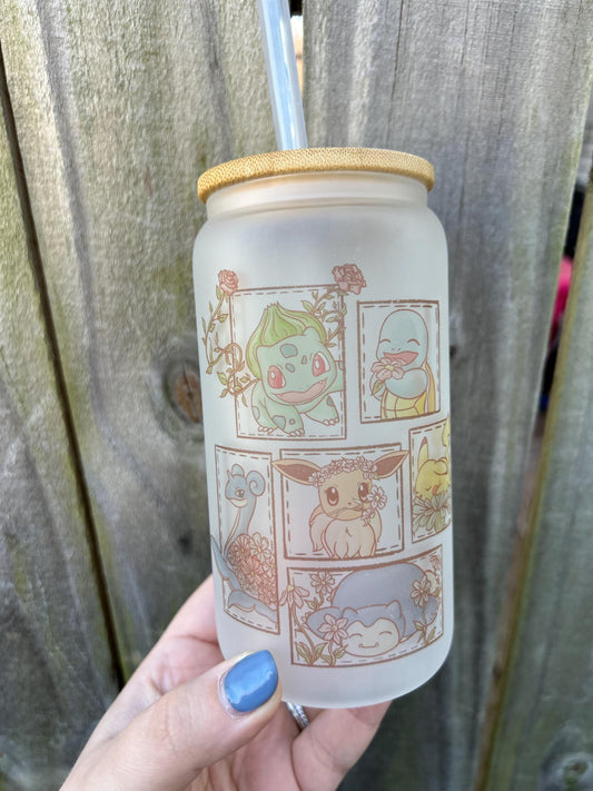 Poke Patches 16oz Frosted Glass Cup