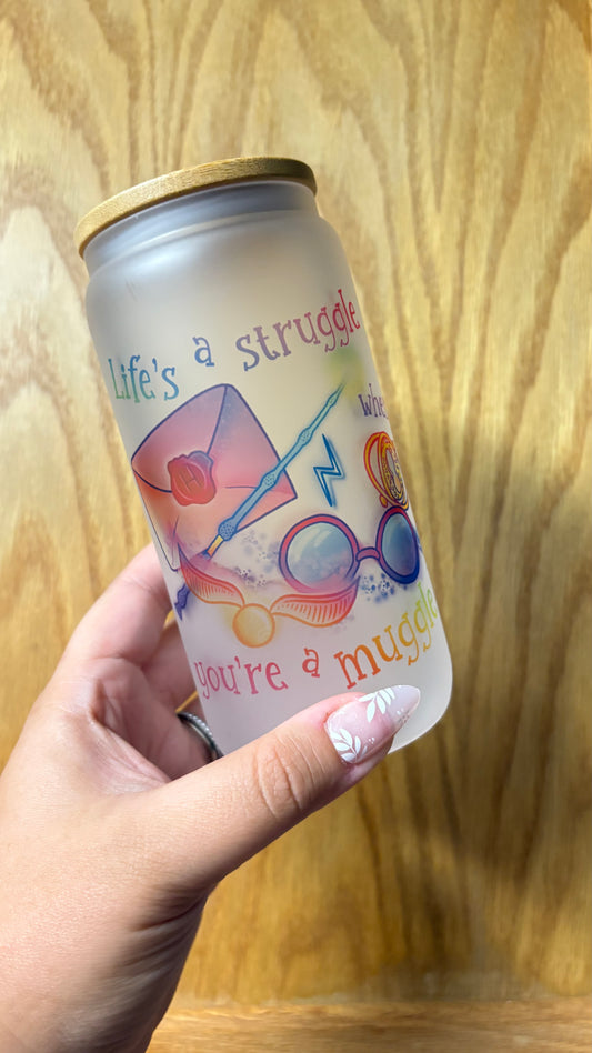 Muggle Struggle 16oz Frosted Glass Cup