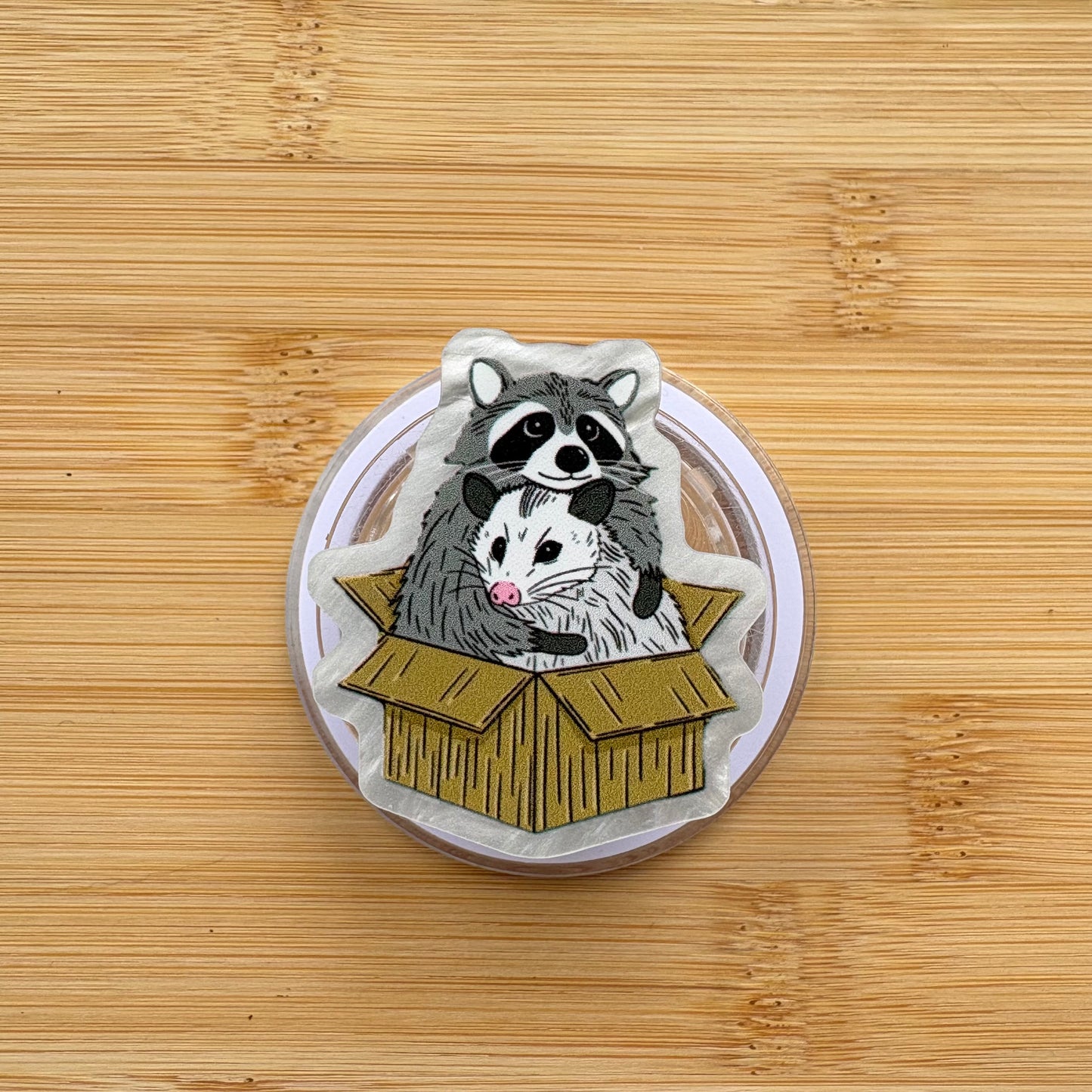 Trash Cuddles Raccoon & Possum Magnetic Grip | Kindle & Phone Holder, Compatible With MagSafe Devices