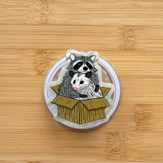 Trash Cuddles Raccoon & Possum Magnetic Grip | Kindle & Phone Holder, Compatible With MagSafe Devices