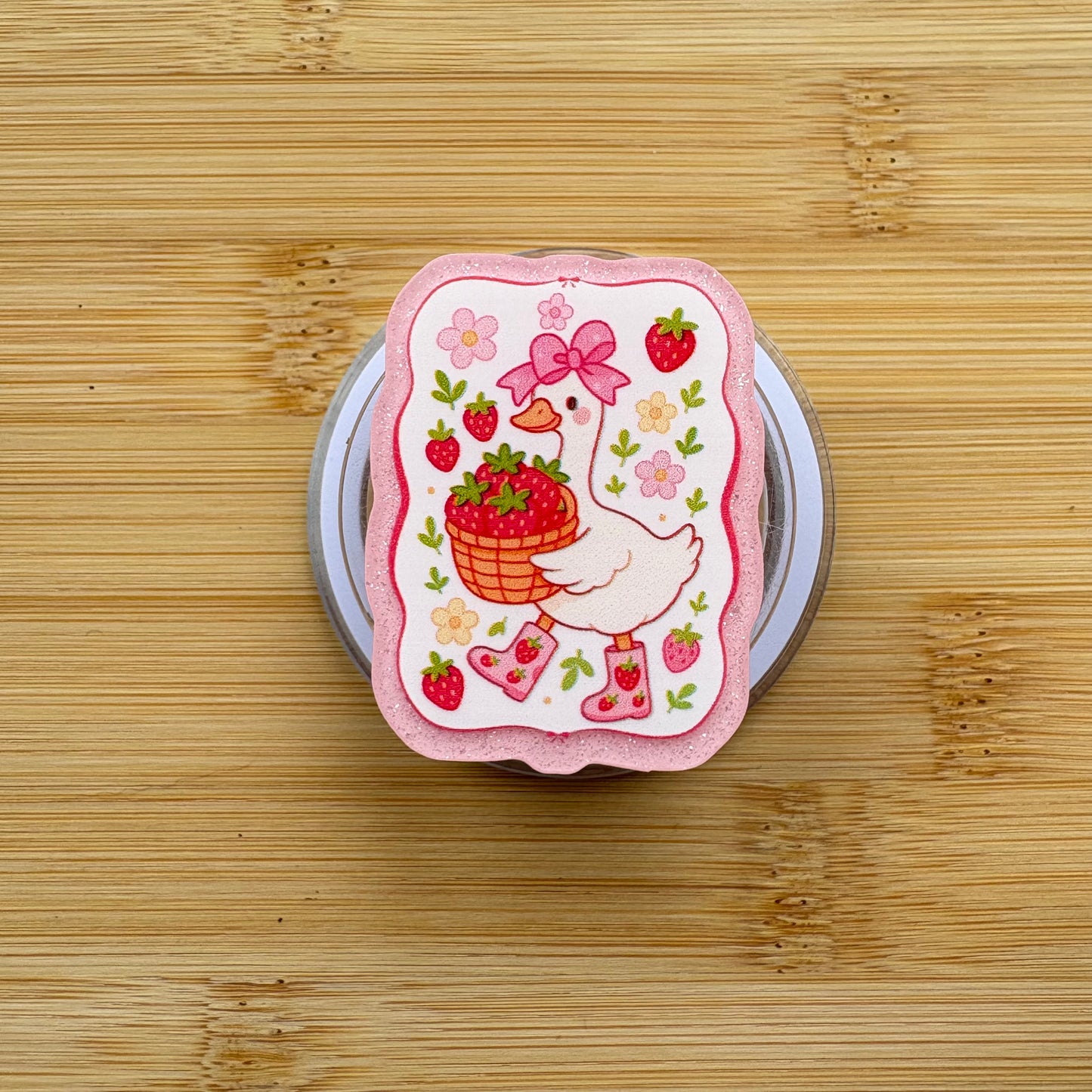 Strawberry Silly Goose Magnetic Grip | Kindle & Phone Holder, Compatible With MagSafe Devices