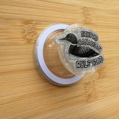 Stupid Canadian Wolf Bird Magnetic Grip | Kindle & Phone Holder, Compatible With MagSafe Devices