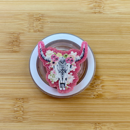 Western Floral Cow Skull Magnetic Grip | Kindle & Phone Holder, Compatible With MagSafe Devices