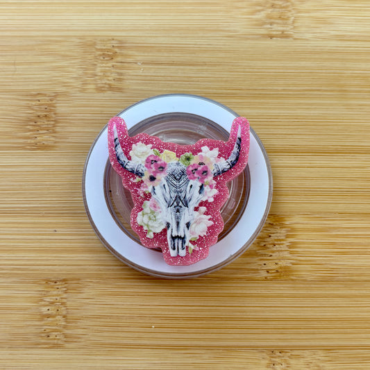 Western Floral Cow Skull Magnetic Grip | Kindle & Phone Holder, Compatible With MagSafe Devices