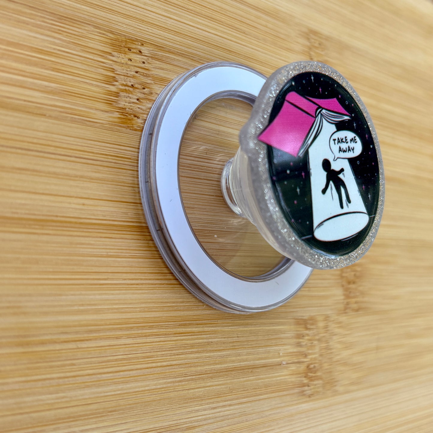 Take Me Away Book UFO Magnetic Grip | Kindle & Phone Holder, Compatible With MagSafe Devices