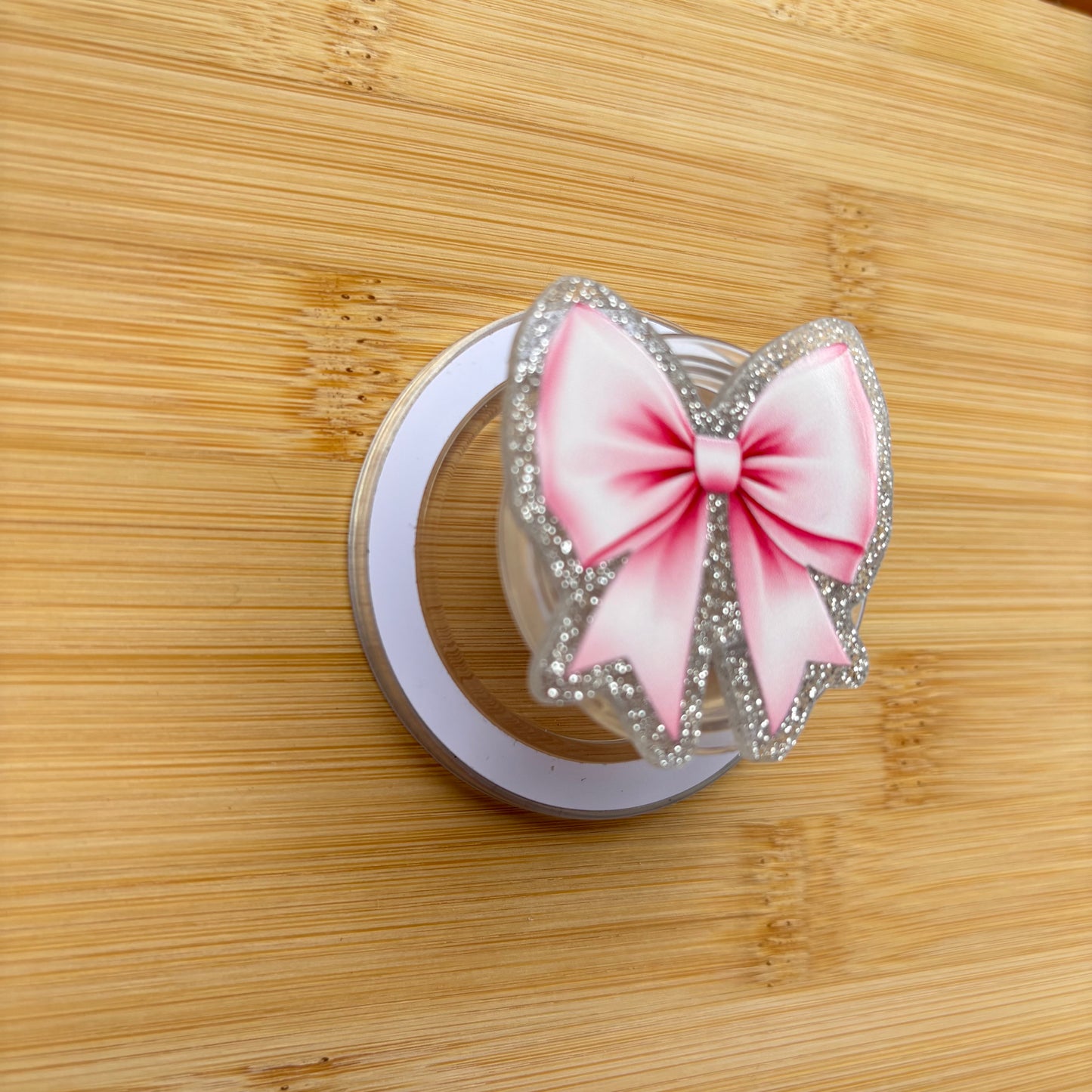 Pink Bow Magnetic Grip | Kindle & Phone Holder, Compatible With MagSafe Devices