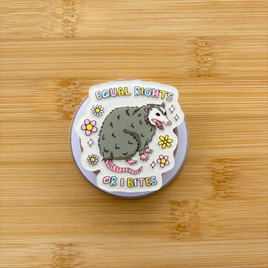 Equal Rights Or I Bites Opossum Magnetic Grip | Kindle & Phone Holder, Compatible With MagSafe Devices