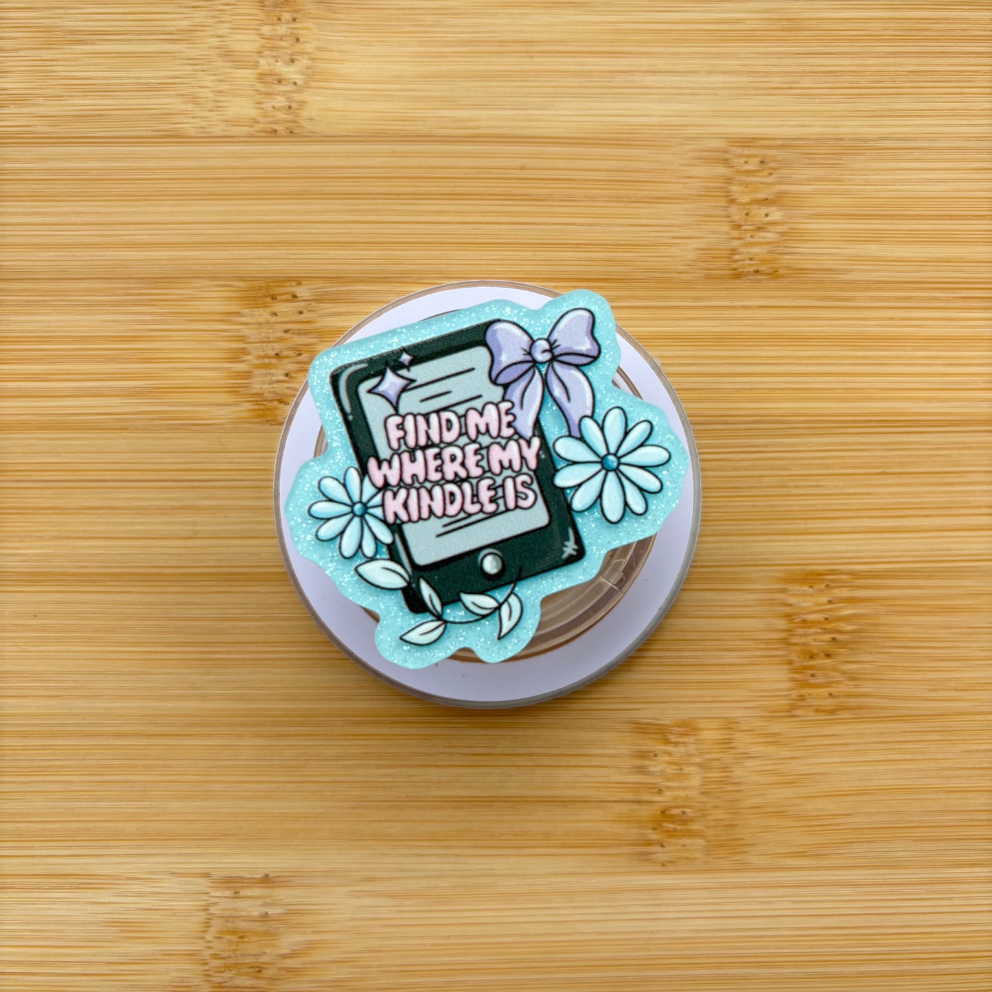 Find Me Where My Kindle Is Pale Blue Magnetic Grip | Kindle & Phone Holder, Compatible With MagSafe Devices