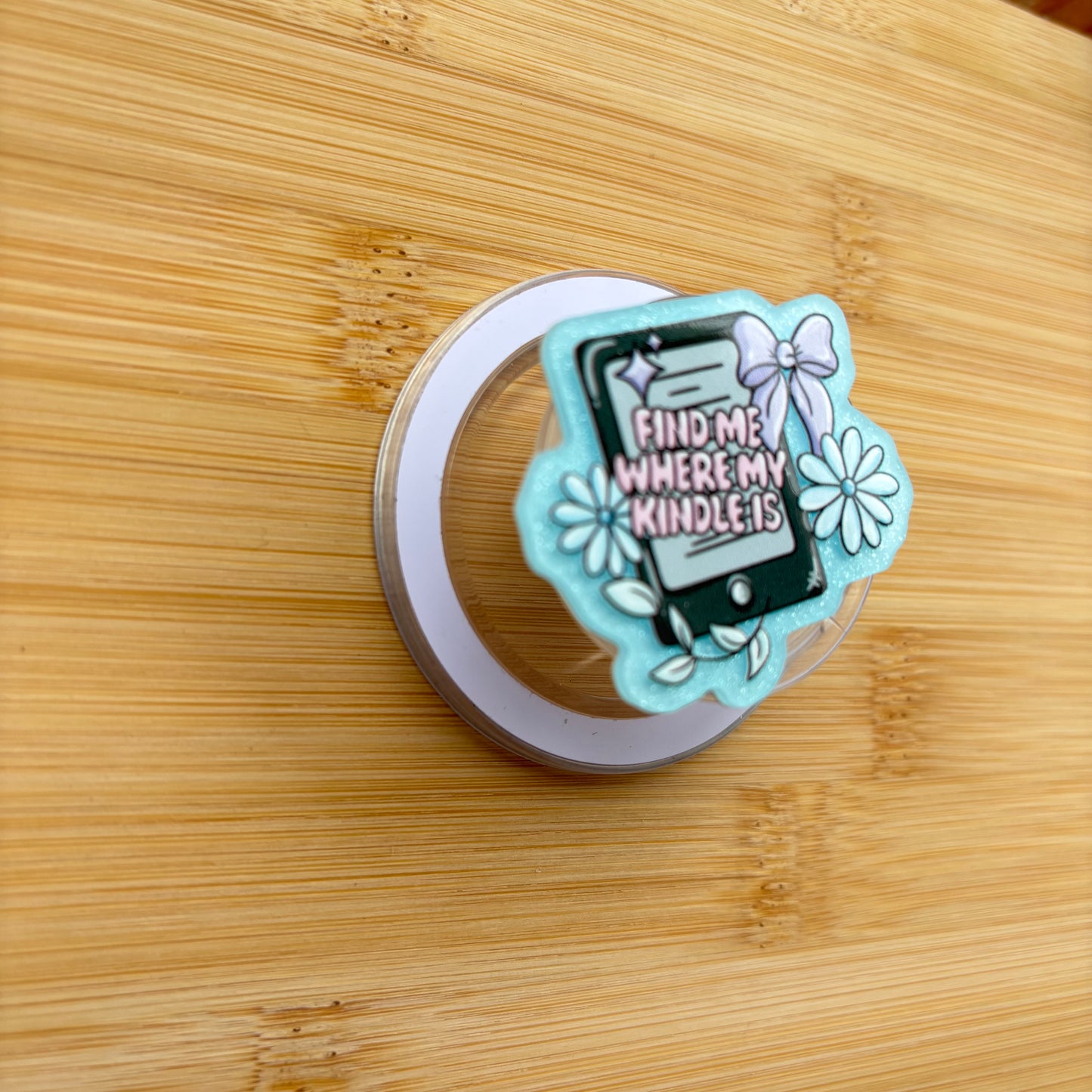 Find Me Where My Kindle Is Pale Blue Magnetic Grip | Kindle & Phone Holder, Compatible With MagSafe Devices