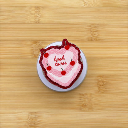 Book Lover Cherry Cake Magnetic Grip | Kindle & Phone Holder, Compatible With MagSafe Devices