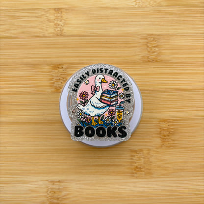 Easily Distracted By Books Silly Goose Magnetic Grip | Kindle & Phone Holder, Compatible With MagSafe Devices