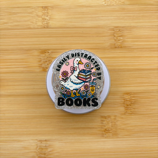 Easily Distracted By Books Silly Goose Magnetic Grip | Kindle & Phone Holder, Compatible With MagSafe Devices