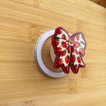 Strawberry Bow Magnetic Grip | Kindle & Phone Holder, Compatible With MagSafe Devices