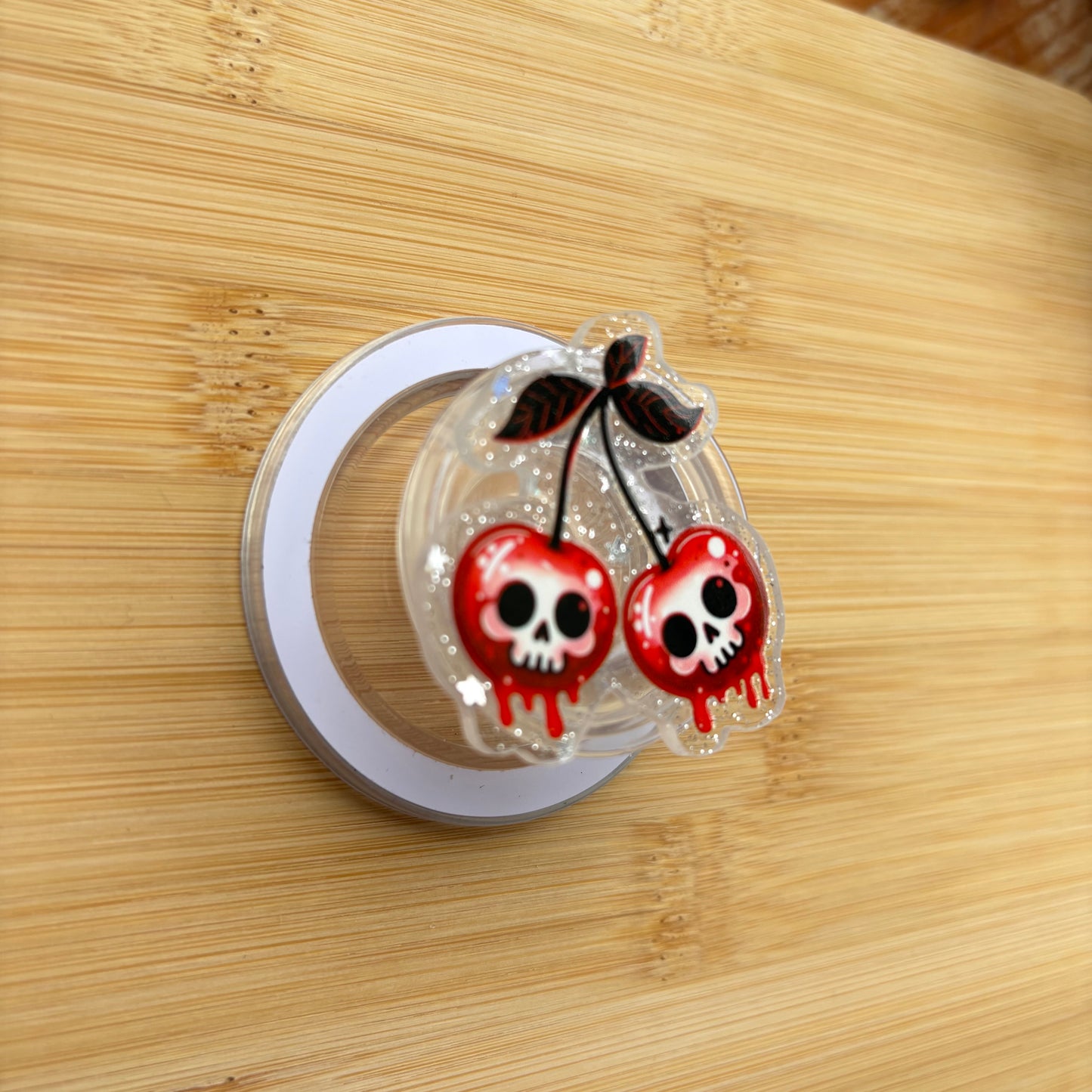 Cherry Skulls Magnetic Grip | Kindle & Phone Holder, Compatible With MagSafe Devices