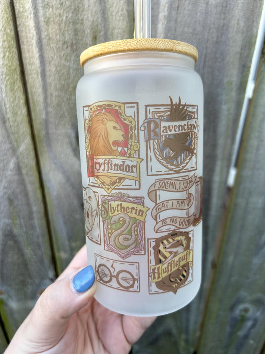 Wizard Patches 16oz Frosted Glass Cup