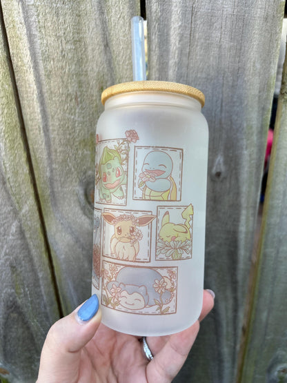 Poke Patches 16oz Frosted Glass Cup