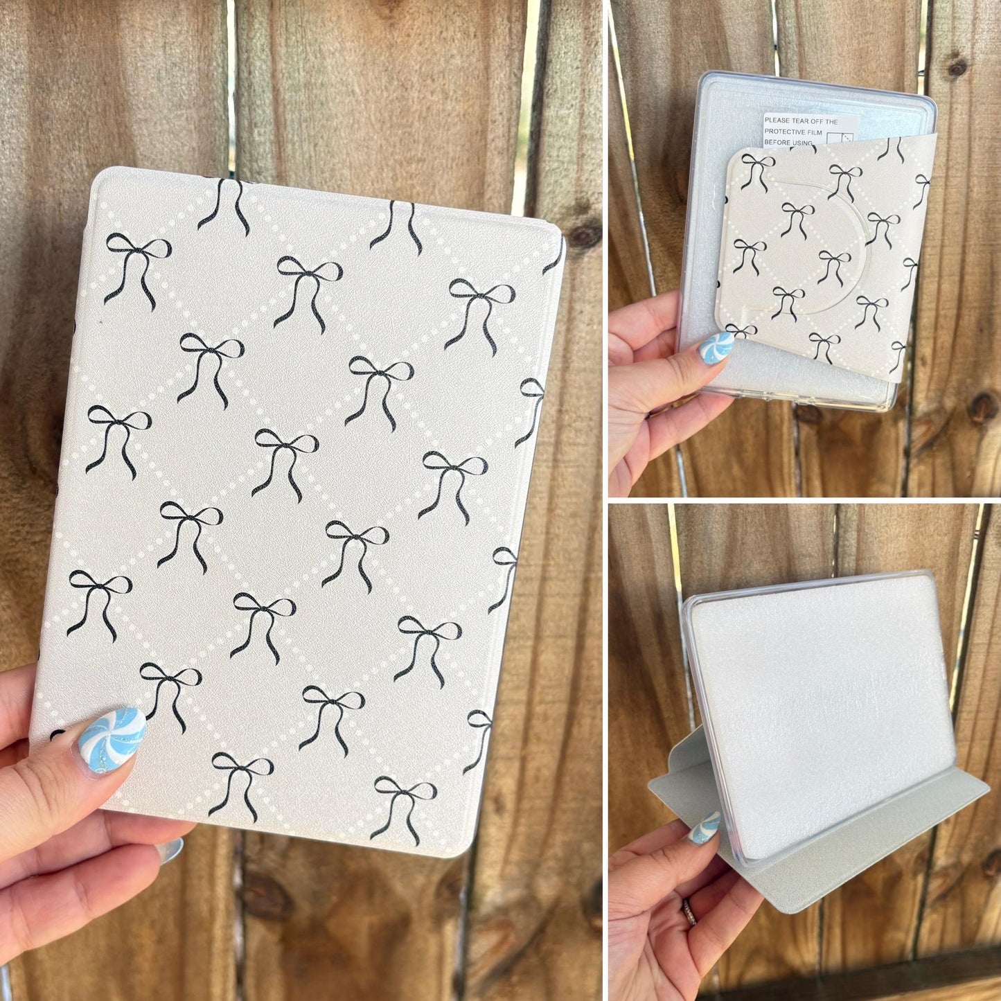 Magnetic Removable Cover 4-in-1 Kindle Case - Coquette Bows & Pearls